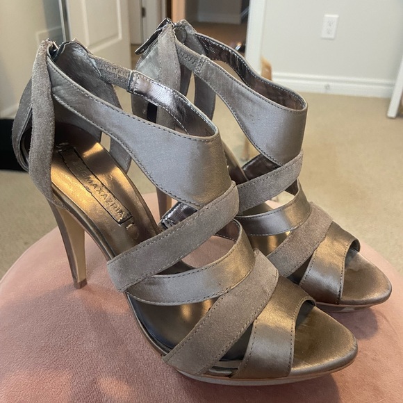 BCBG Rosalind Strappy Grey Heels - Picture 2 of 5